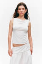 White - Super soft sleeveless boatneck top - 0
