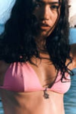 Hellrosa - Triangel-Bikinioberteil mit Anhänger - 0