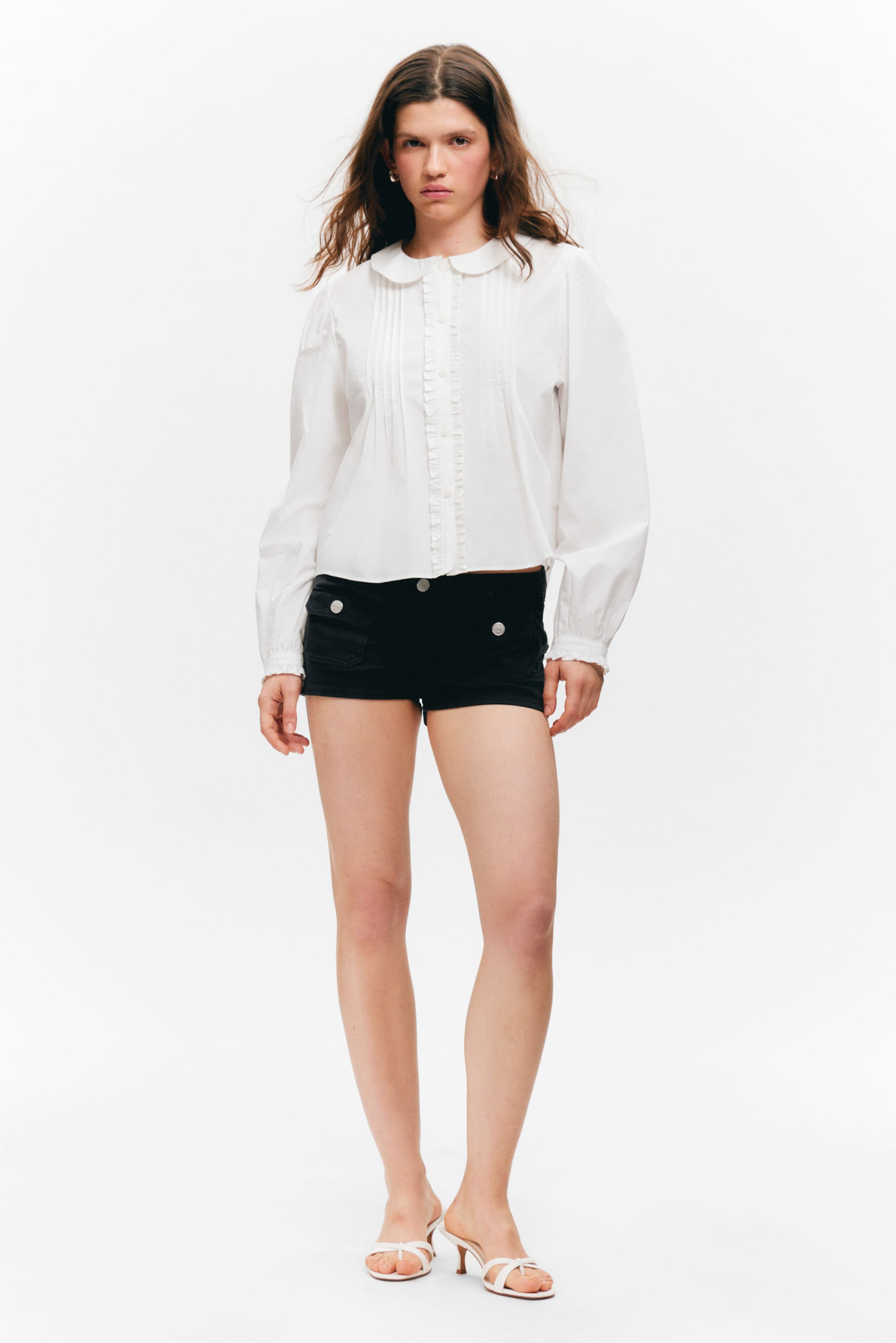 White - Boxy Pintuck Poplin Shirt - 2