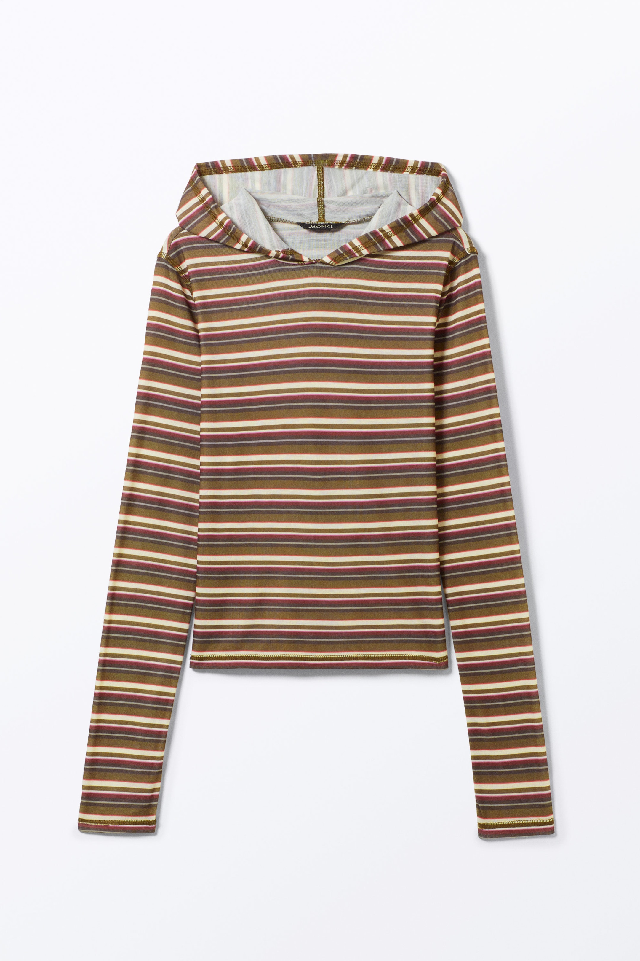 Gestreiftes Khaki - Langärmliges Hoodie-Top - 1