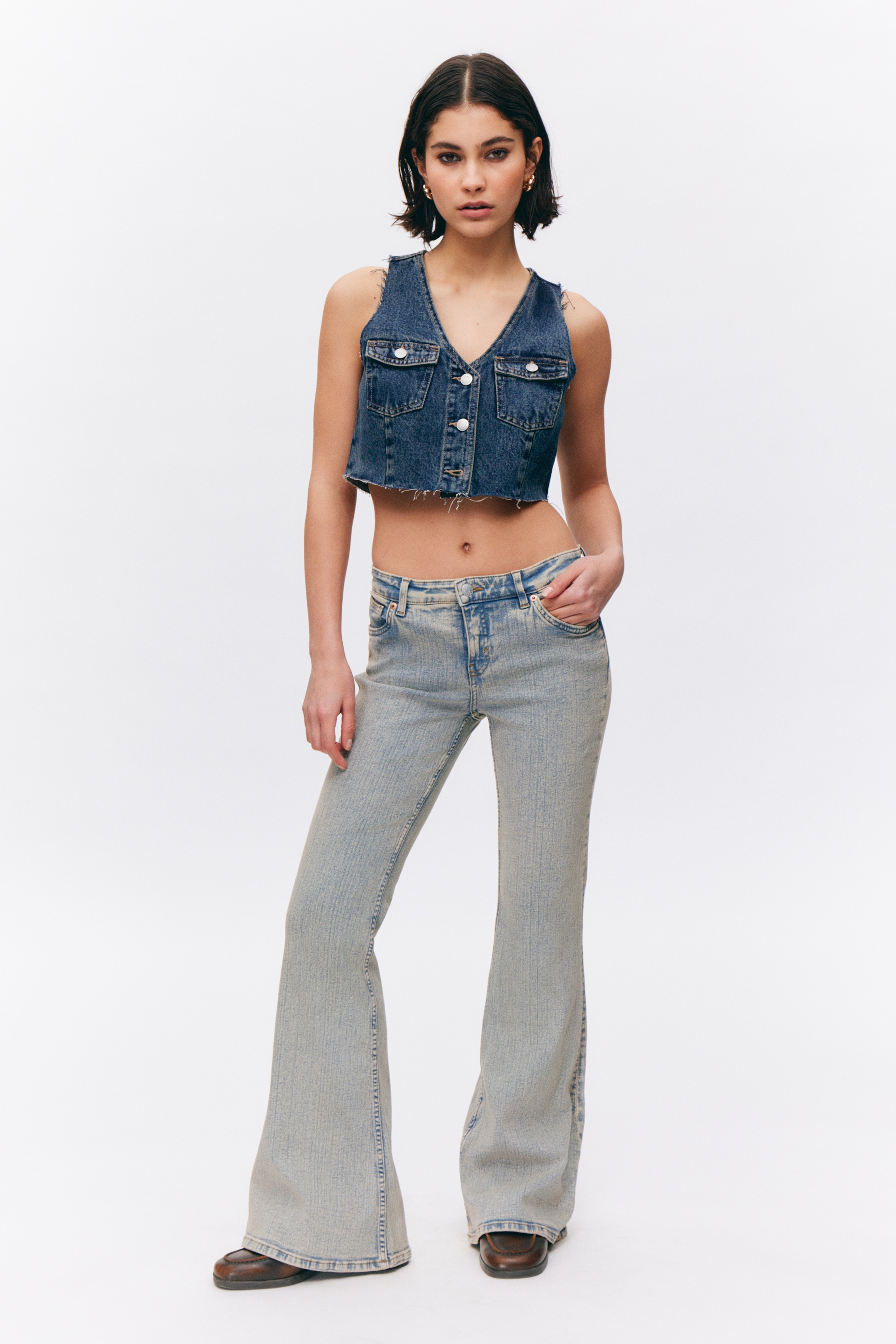 View larger image: Katsumi Low Waist Flared Jeans - Beige Tint - Ladies | H&M GB 1