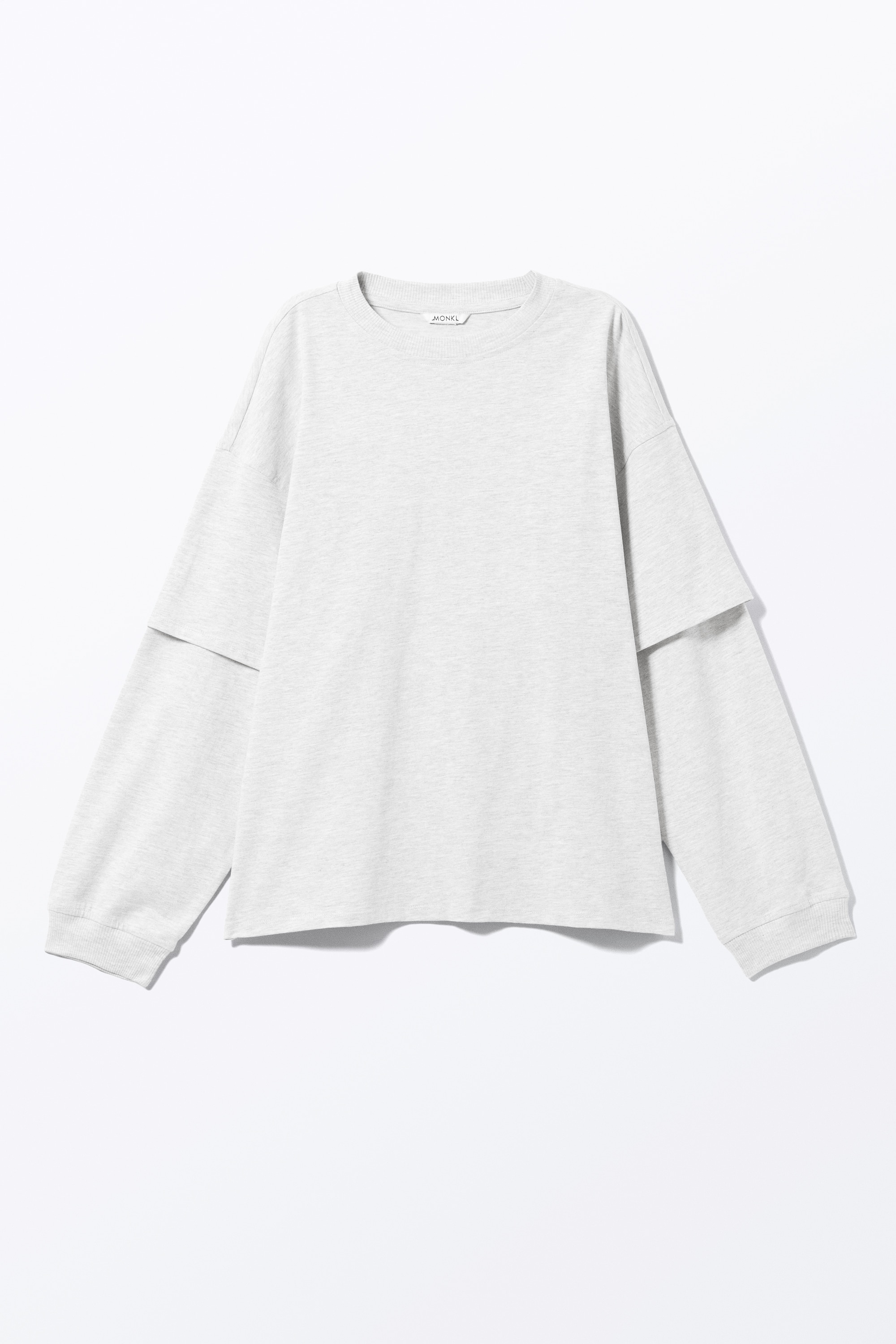 Ylisuuri pitkähihainen kaksikerroksinen T-paita - Meleerattu harmaa