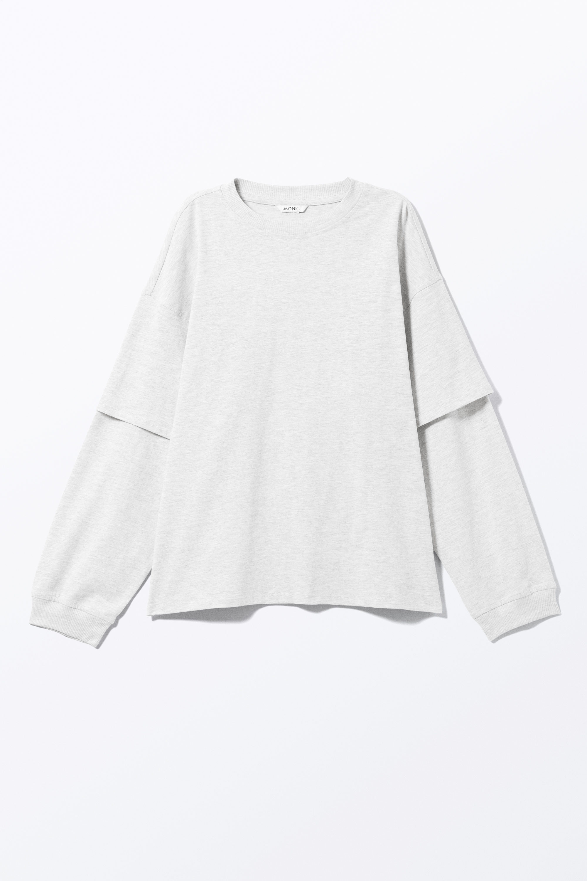 Grau meliert - Langärmeliges, doppellagiges Oversize-T-Shirt - 3
