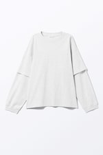 Grå/Melange - Långärmad oversized t-shirt i dubbla lager - 0