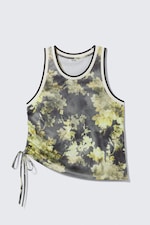 Dark Floral - Mesh Drawstring Tank Top - 4