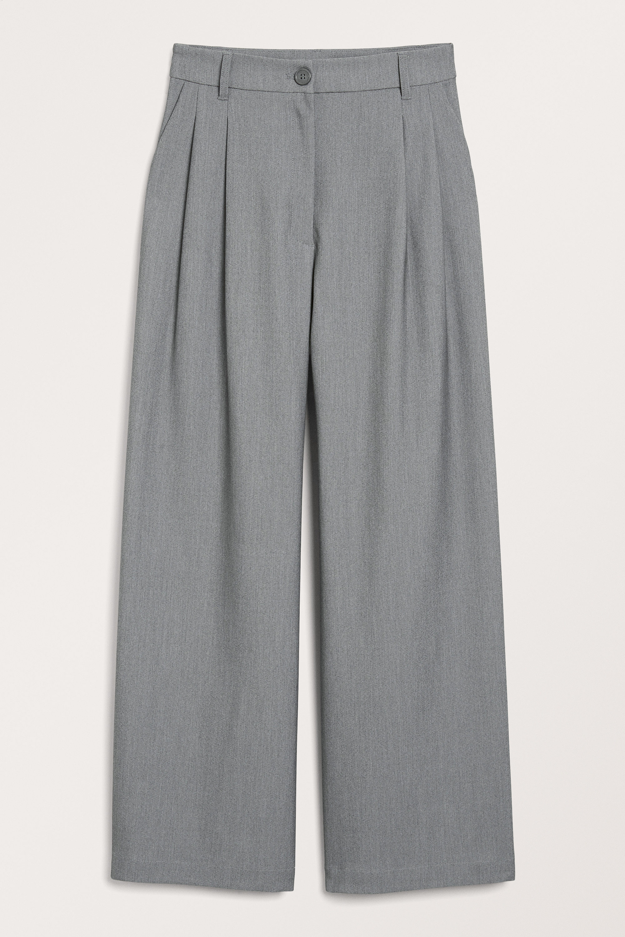 Grey melange - Wide Leg Trousers - 4
