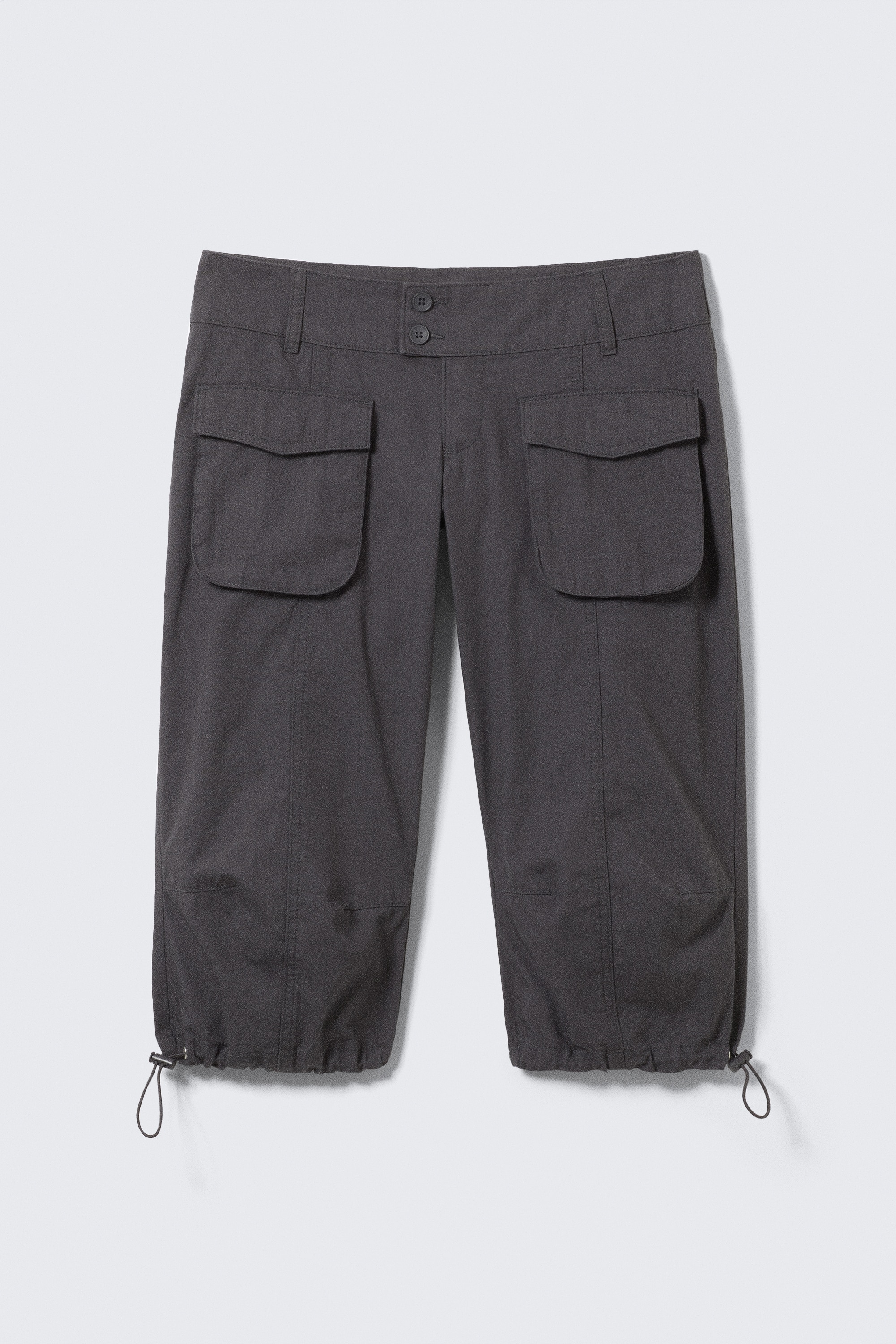 Spodnie cargo capri Ultra-Low Rise - Ciemnoszary/Zieleń khaki