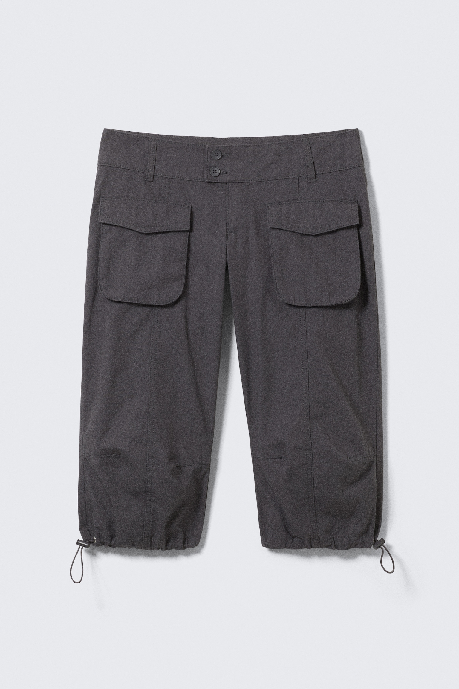 Cargo-Capri-Hose mit ultraniedrigem Bund - Dunkelgrau/Khakigrün