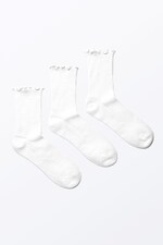 White - 3-pack Frill Socks - 0