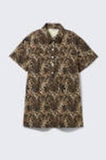 Leopard - Short-Sleeved Mini Shirt Dress - 4