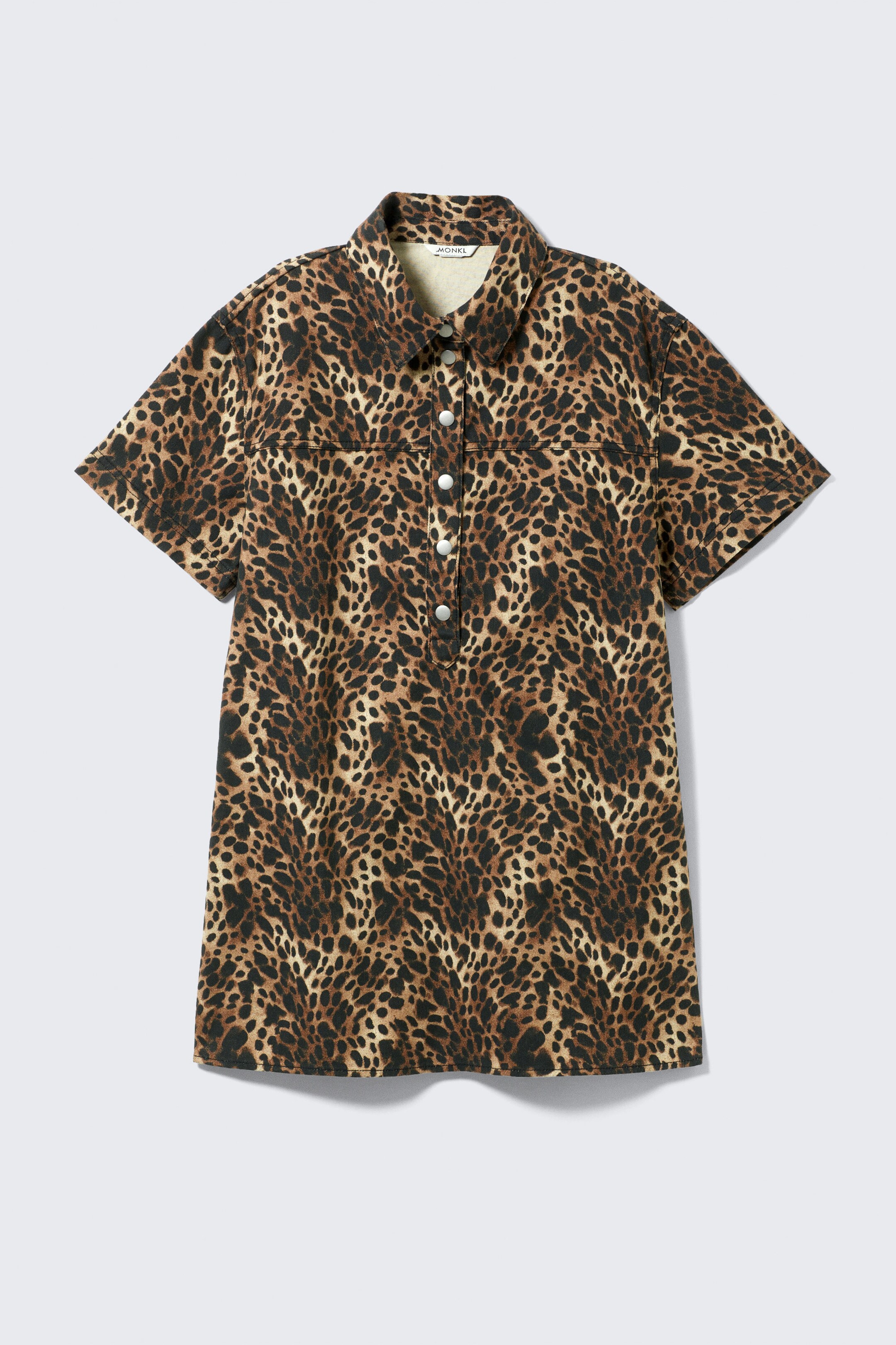 Leopard - Kurzärmeliges Mini-Hemdkleid - 4