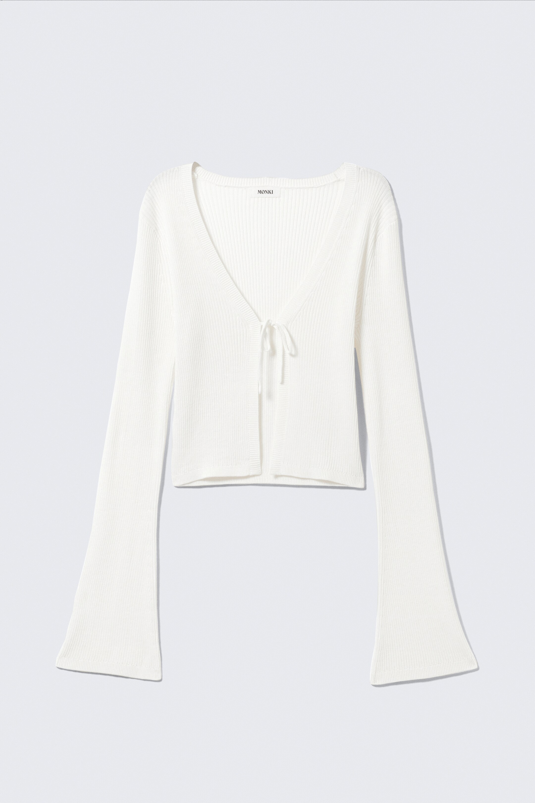 Ver imagen más grande: Cárdigan de canalé con cierre de lazo - Blanco - MUJER | H&M ES 5
