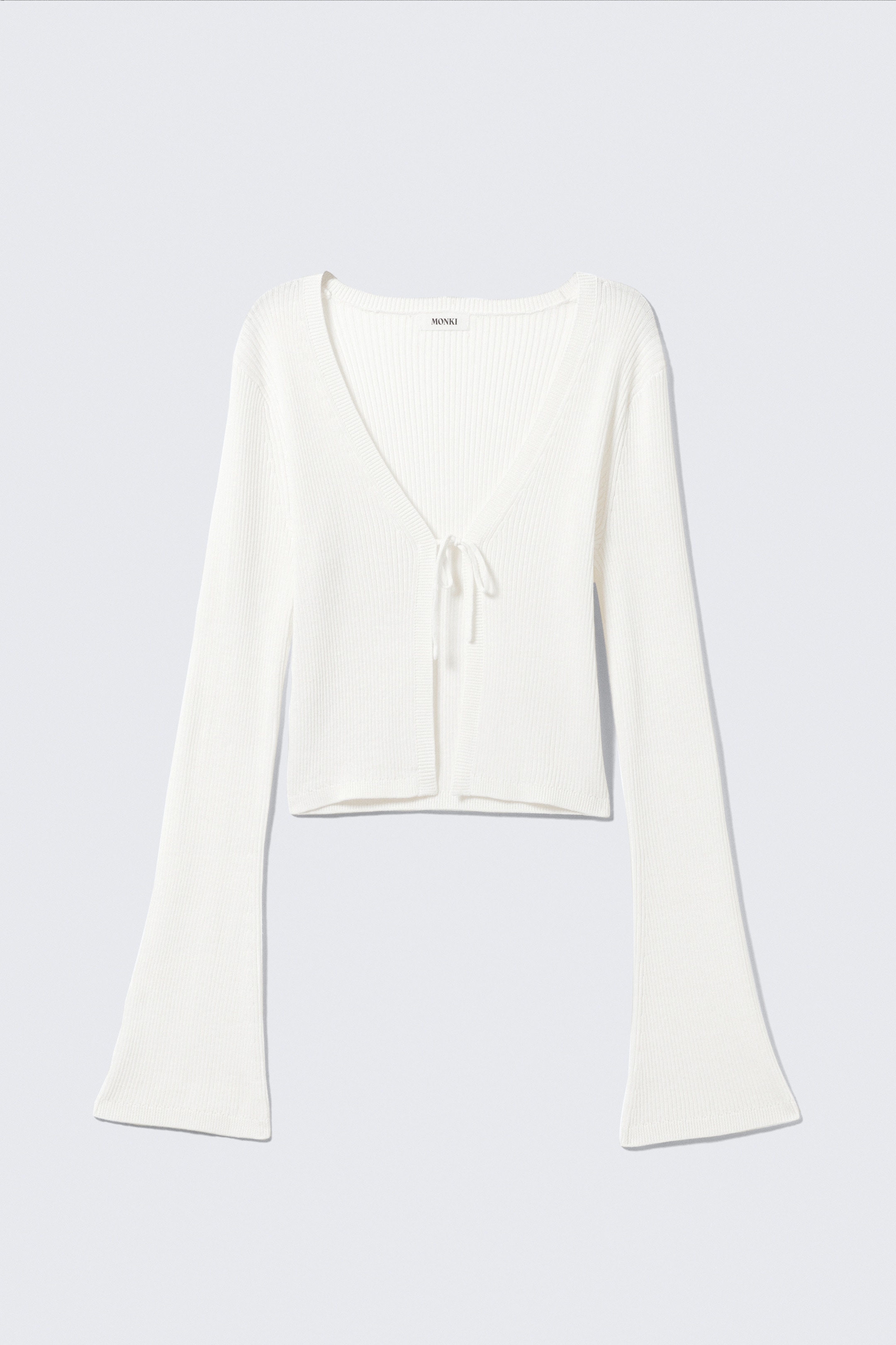 View larger image: Ribbed Tie-Front Cardigan - White - Ladies | H&M GB 5
