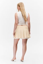 Beige - Mittelhoher plissierter Mini-Rock aus Twill - 3