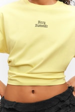 Light Yellow - Dizzy Diamonds - Boxy Fit Printed T-Shirt - 1