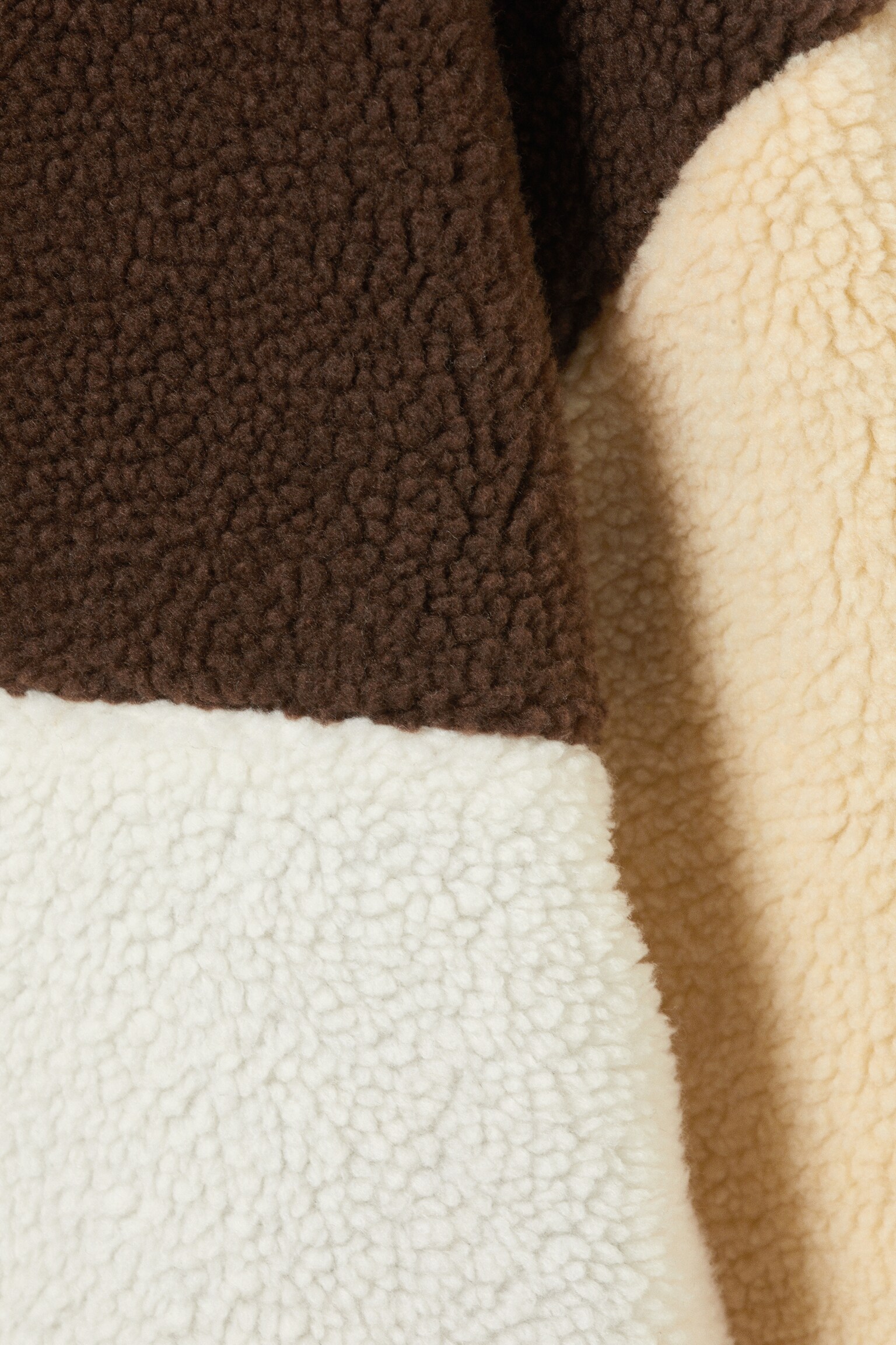 Loose Fleece Zip Jacket - Brown/White/Yellow/Dusty White - Pink Lining/White/Khaki/Pink - 6