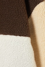 Brown/White/Yellow - Loose Fleece Zip Jacket - 5