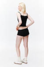 Black - Cropped Ribbed Tank Top - 4