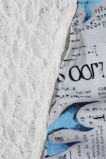 White Lace/Newspaper - Patchwork Asymmetric Jersey Tank Top - 5