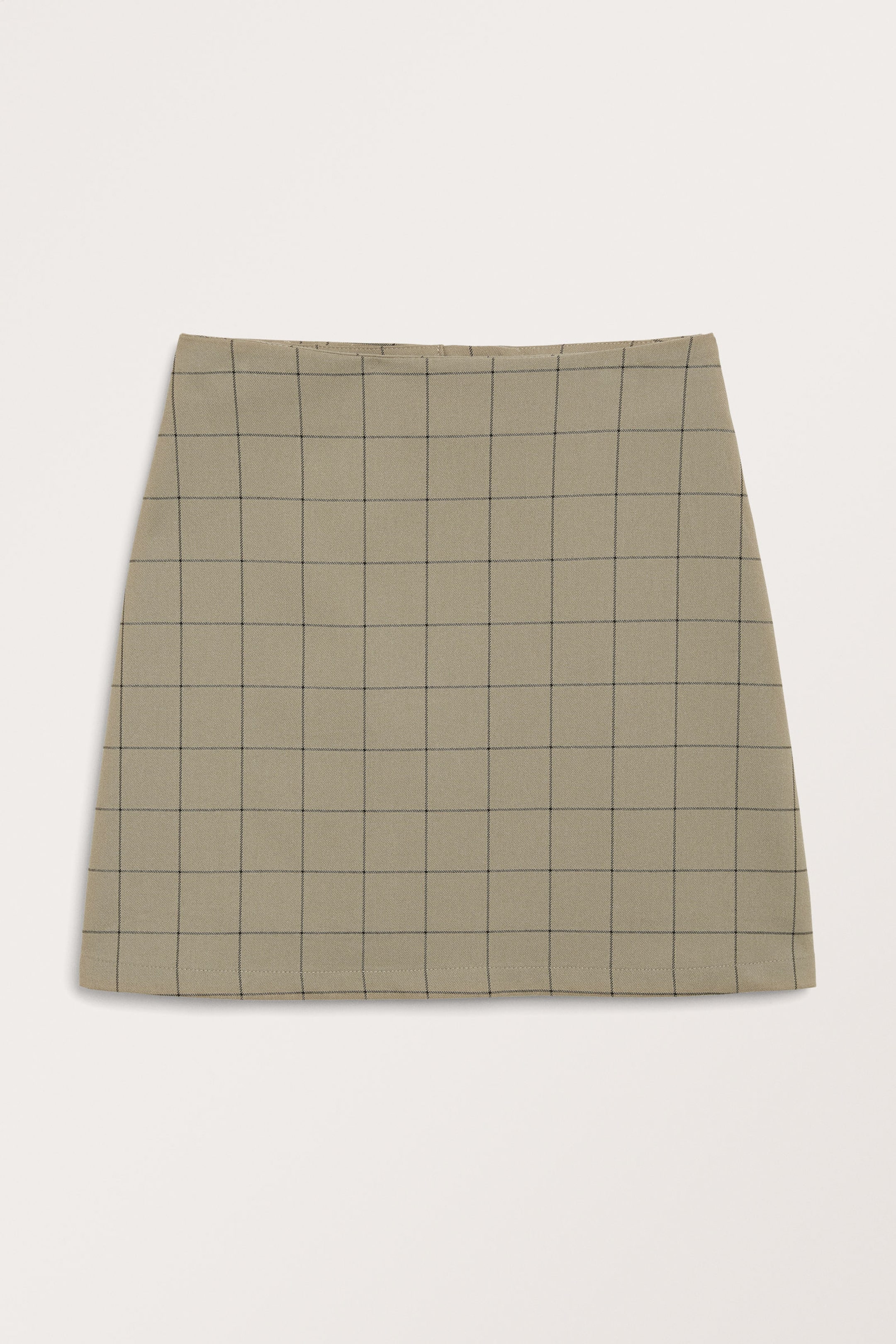 Dark beige grid check - A-line mini skirt - 3