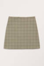 Dark beige grid check - A-line mini skirt - 3