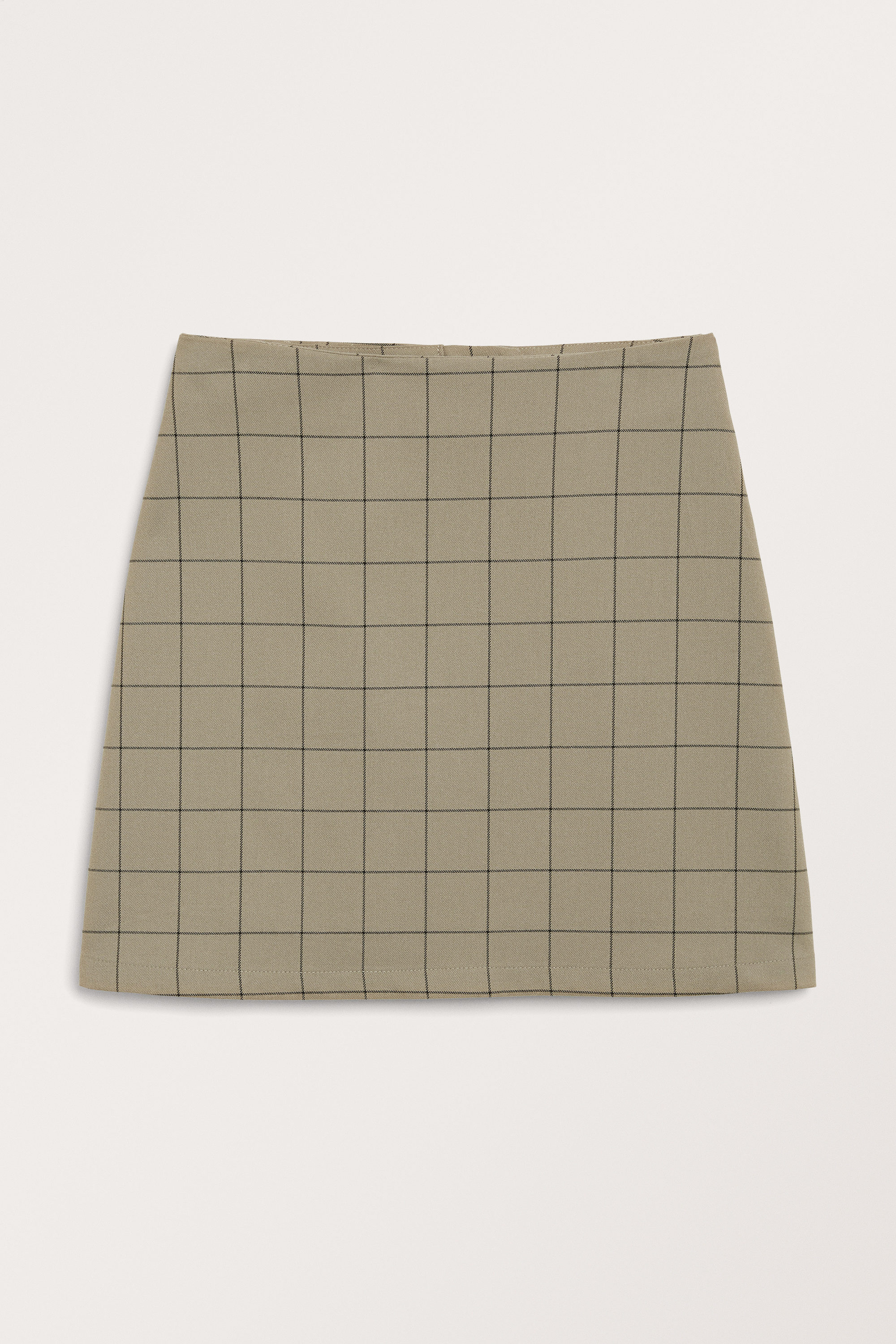 Dark beige grid check - A-line mini skirt - 3