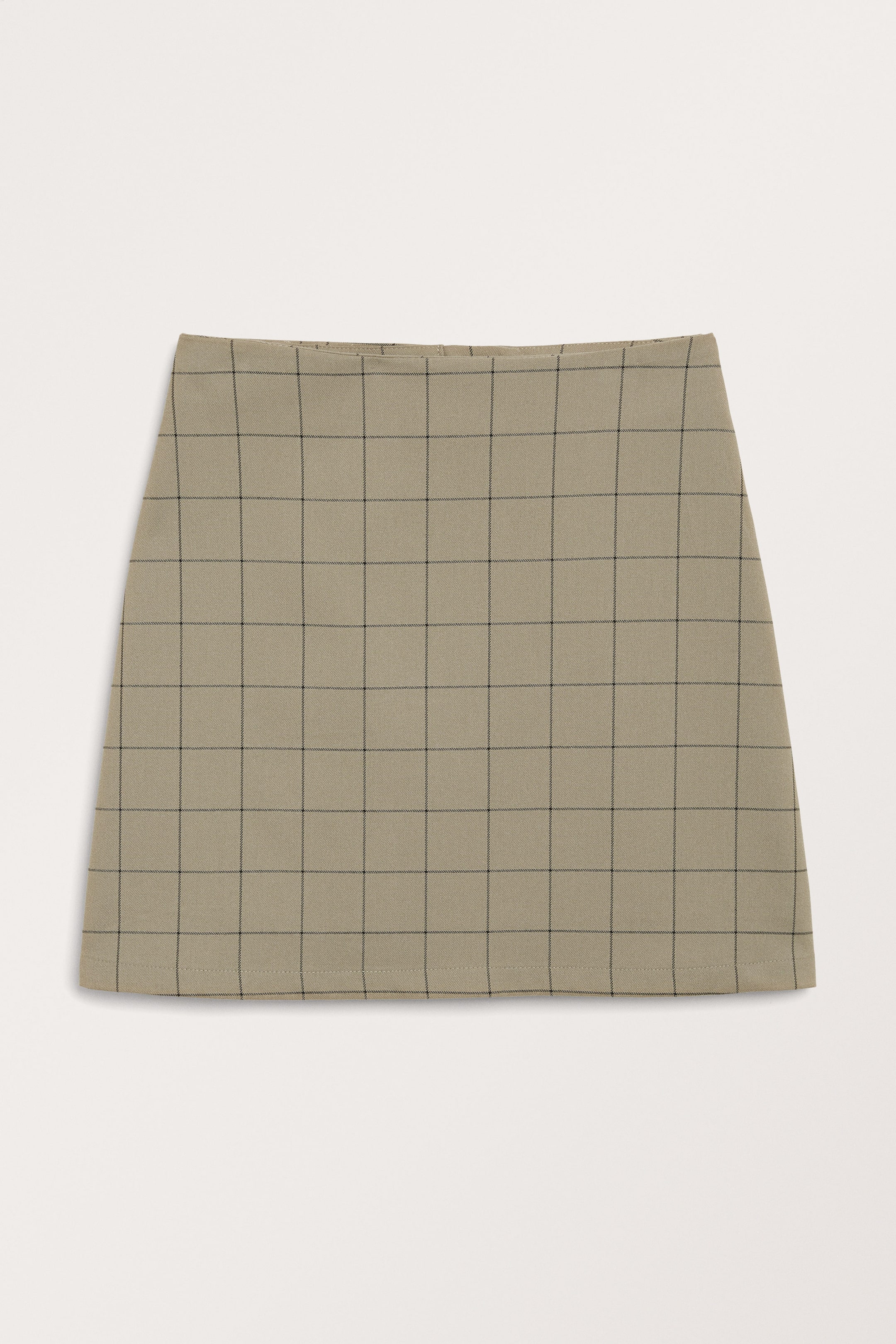Dunkelbeige mit Gridkaromuster - Minirock in A-Linie - 0