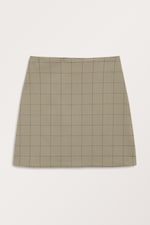 Dunkelbeige mit Gridkaromuster - Minirock in A-Linie - 0