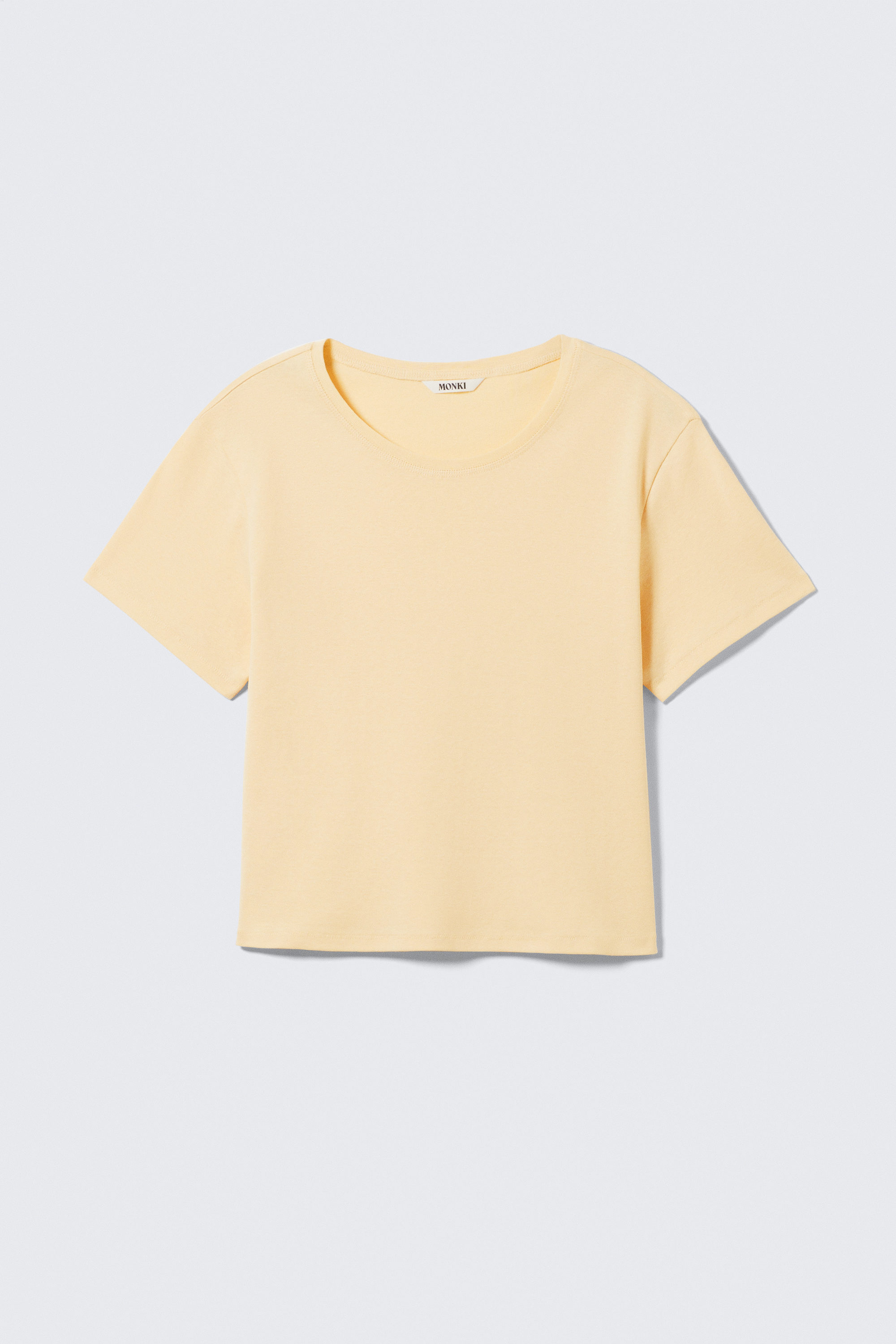 Light Yellow - Cropped Fitted Cotton TShirt - 3