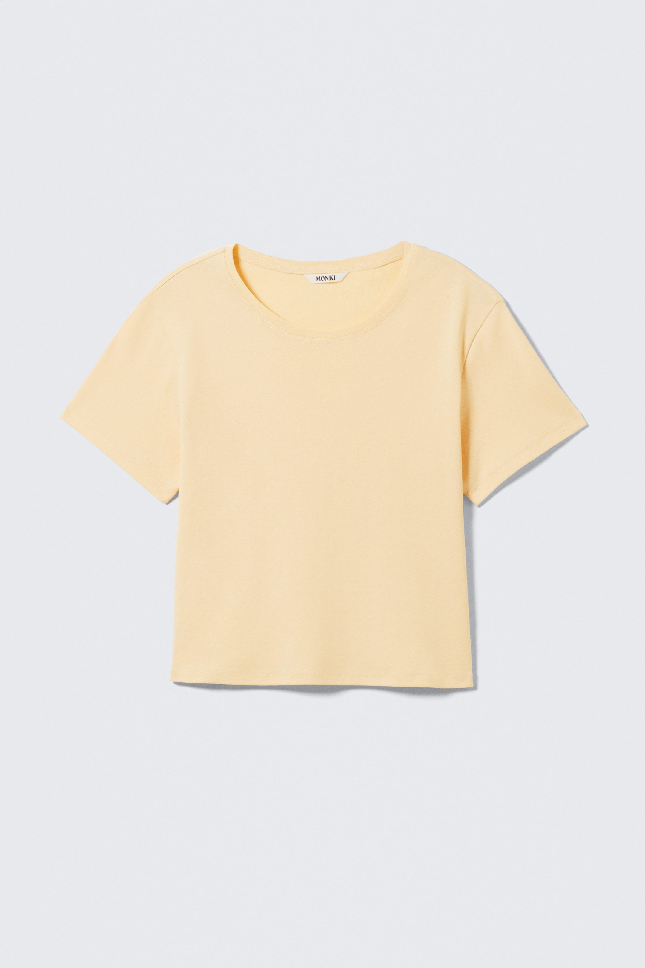 Light Yellow - Cropped Fitted Cotton T-Shirt - 3