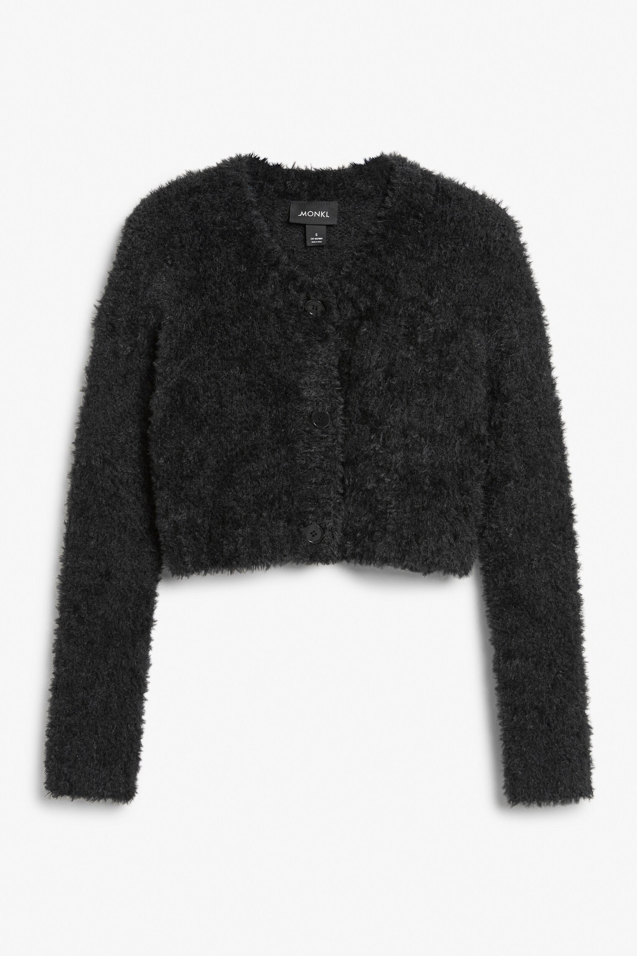 View larger image: Fluffy cropped buttoned cardigan - Black - Ladies | H&M GB 1
