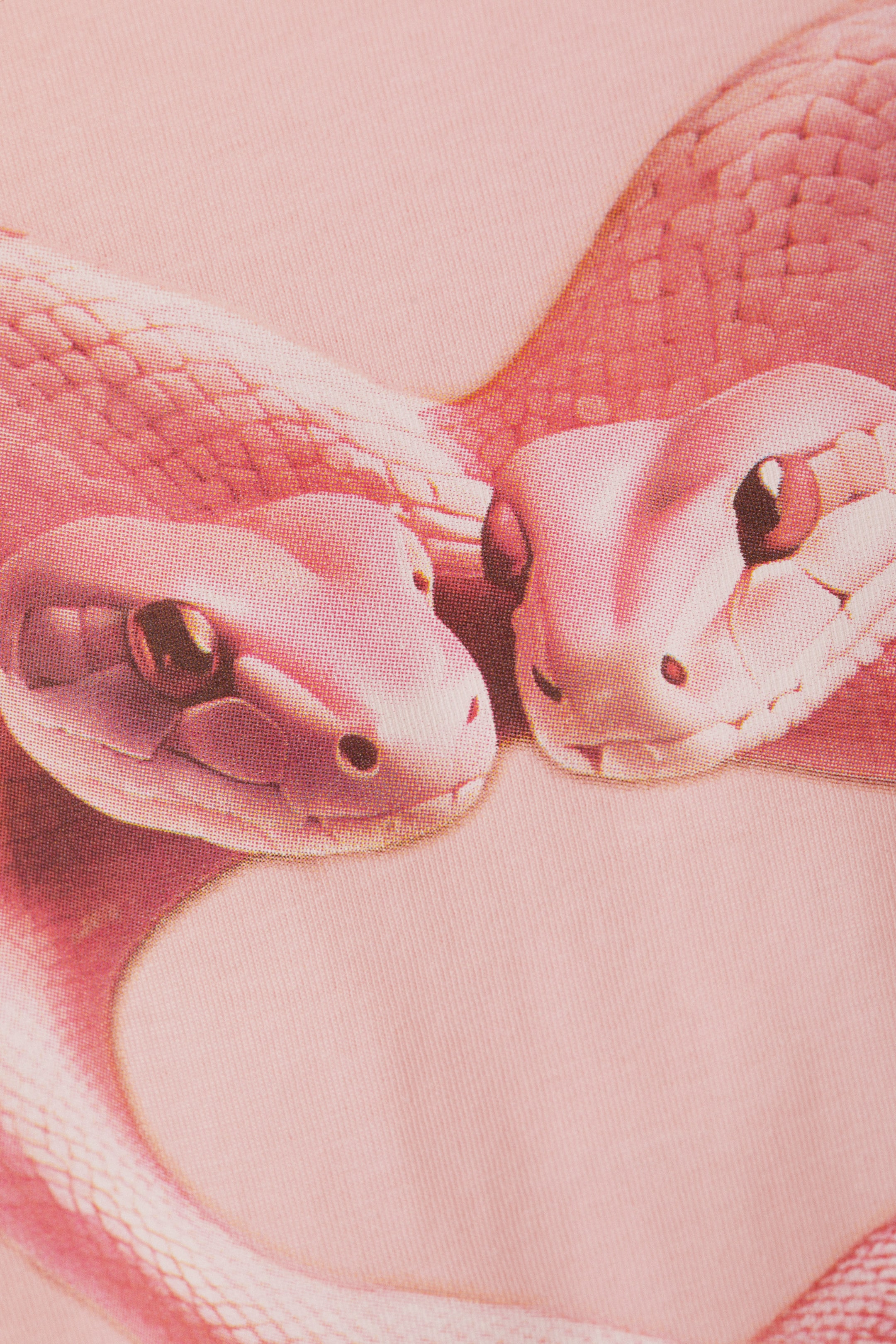 Light Pink - Snake Heart - Oversized Cotton T-shirt - 1