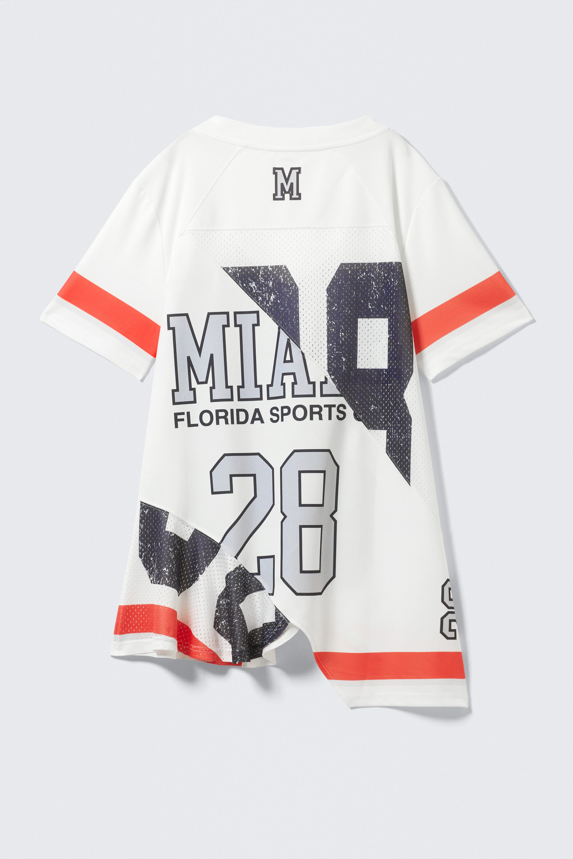 Miami Print - Asymmetric Mesh Varsity Mini Dress - 5