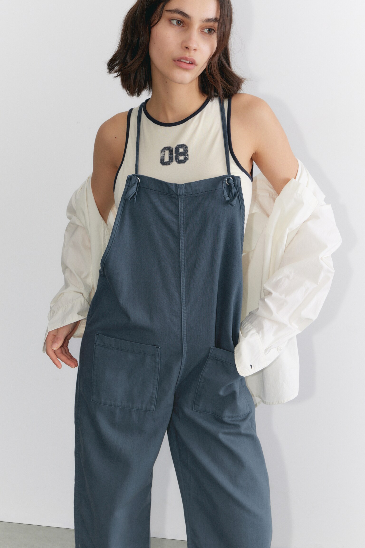 Tie Denim Dungarees - Blue/Black - 6