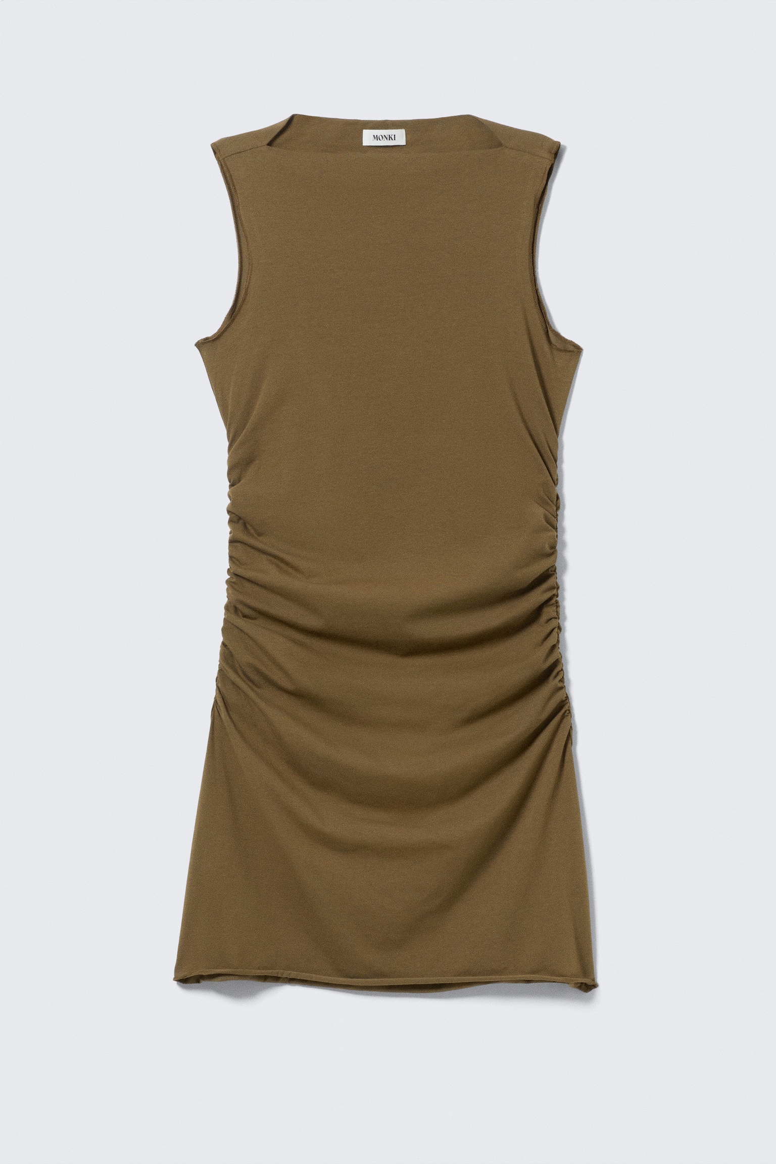 Minikleid aus gerafftem Jersey - Braun/Dunkelbraun - Abstrakt floral - 2
