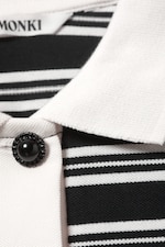 Schwarz-weiß gestreift - Langärmeliges Rugby-Poloshirt - 1