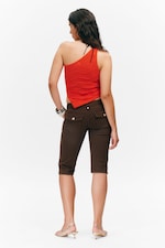 Helderrood - Gebreide one-shouldertop - 2