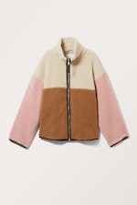 Beige/Brown/Pink - Loose Fleece Zip Jacket - 0