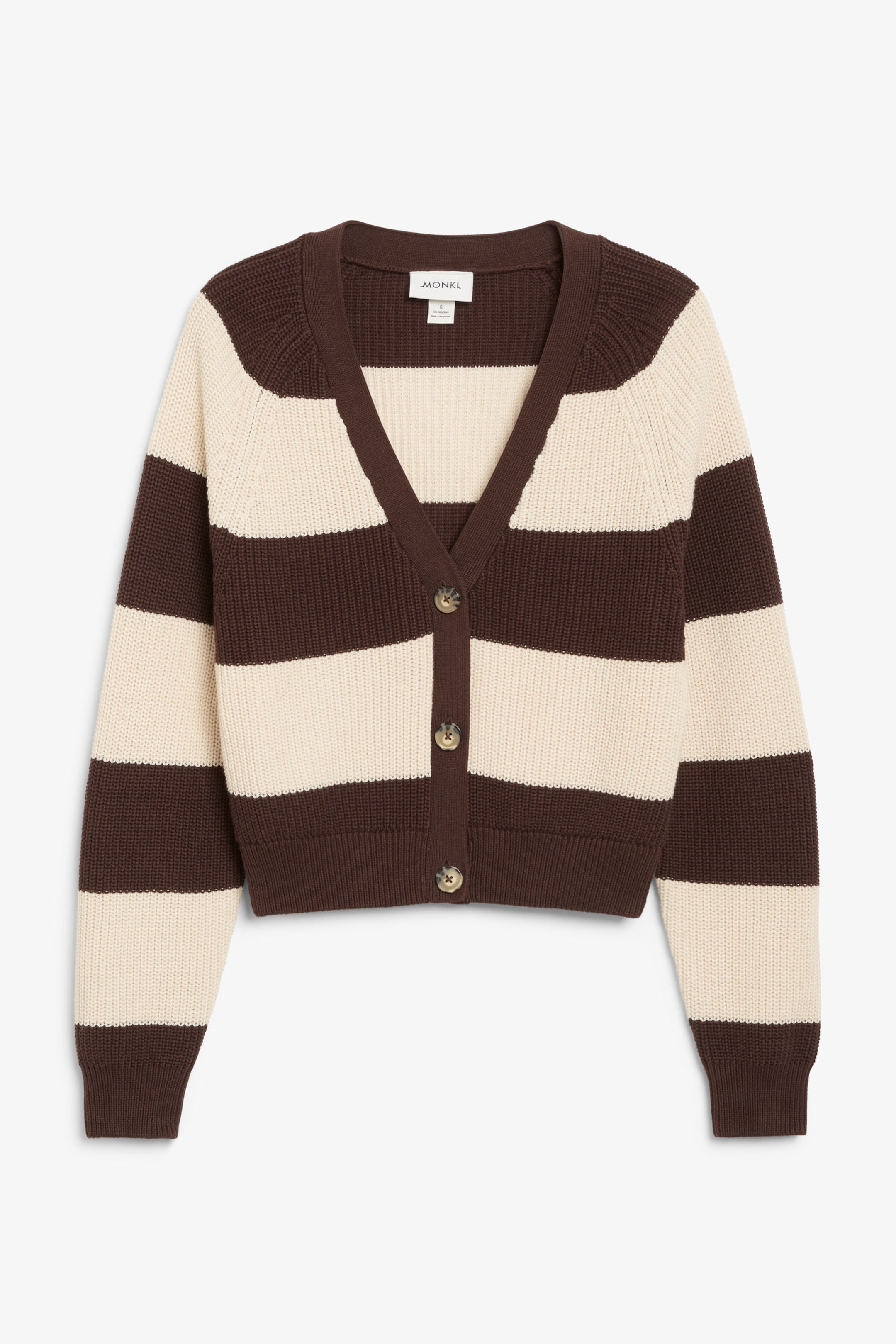 Brown stripe - Croppad grovstickad kofta - 0