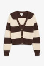 Brown stripe - Croppad grovstickad kofta - 0