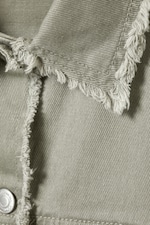 Khaki Green - Cropped Boxy Twill Jacket - 5