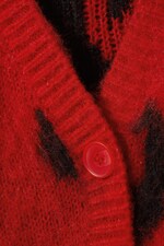 Red - Leopard - Fluffy knit cardigan - 1