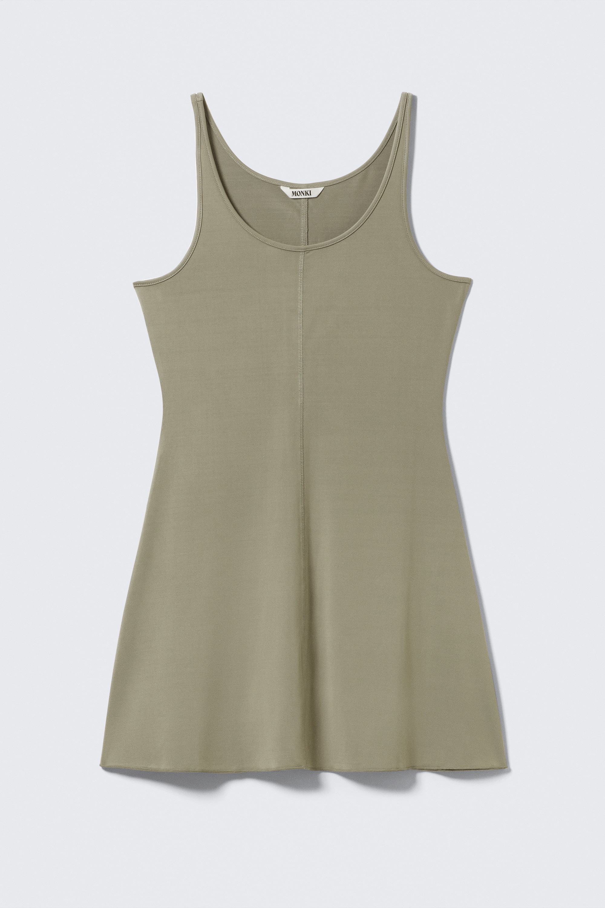 Minivestido de punto con tirantes - Verde caqui/Marrón oscuro/Rojo intenso