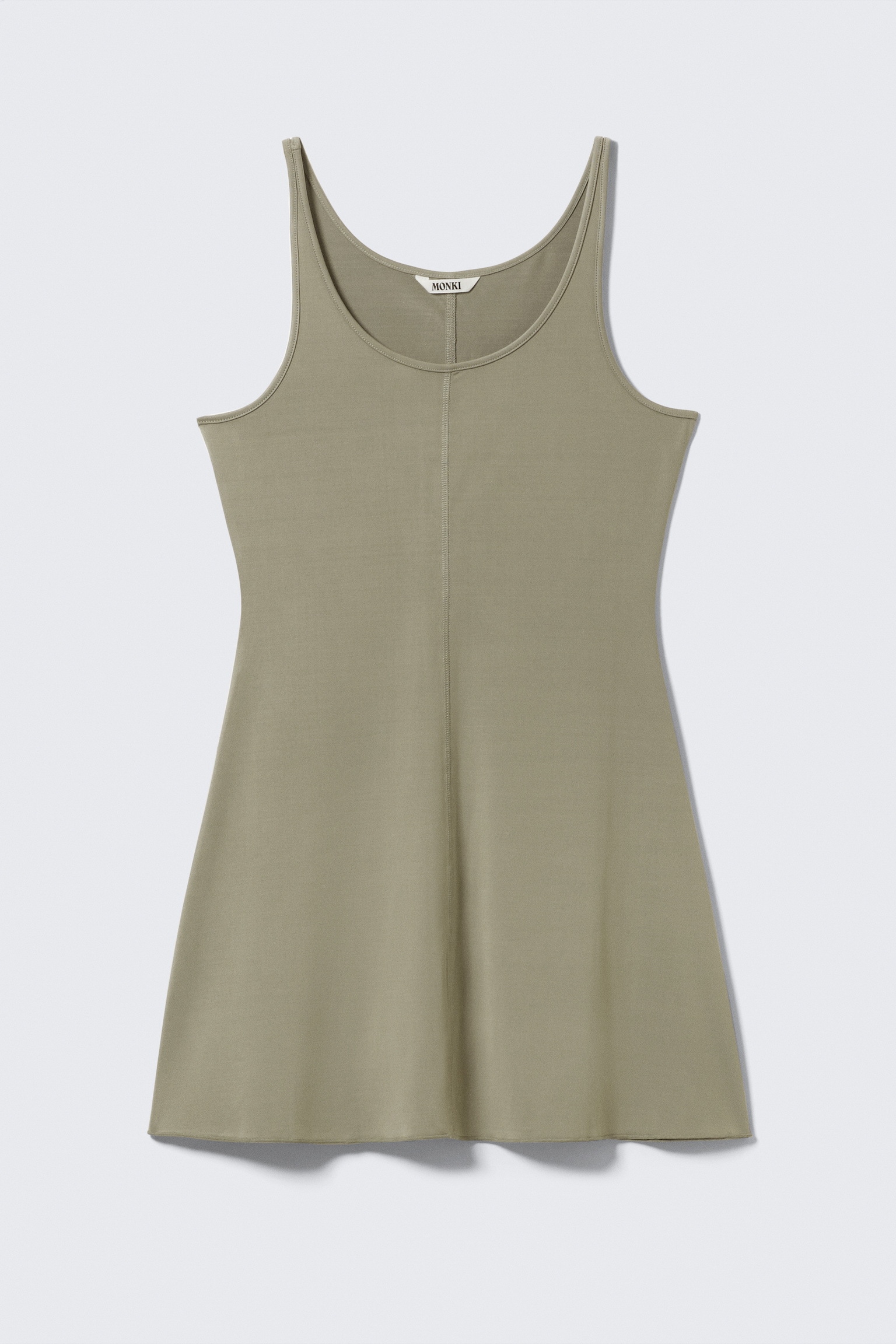 Mini-Trägerkleid aus Jersey - Khakigrün/Dunkelbraun/Knallrot - 2
