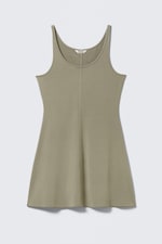Khaki Green - Mini Jersey Tank Dress - 4