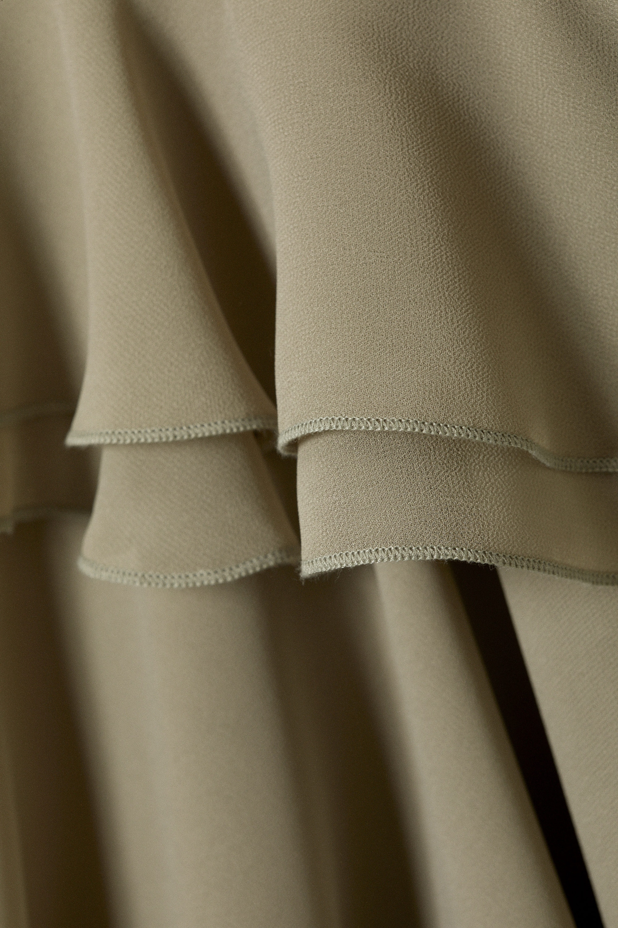 Khaki Green - Flared Frill-Sleeved Tie-Neck Blouse - 5