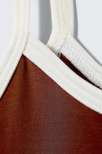 Burgundy & White - Slim Strappy Tank Top - 4