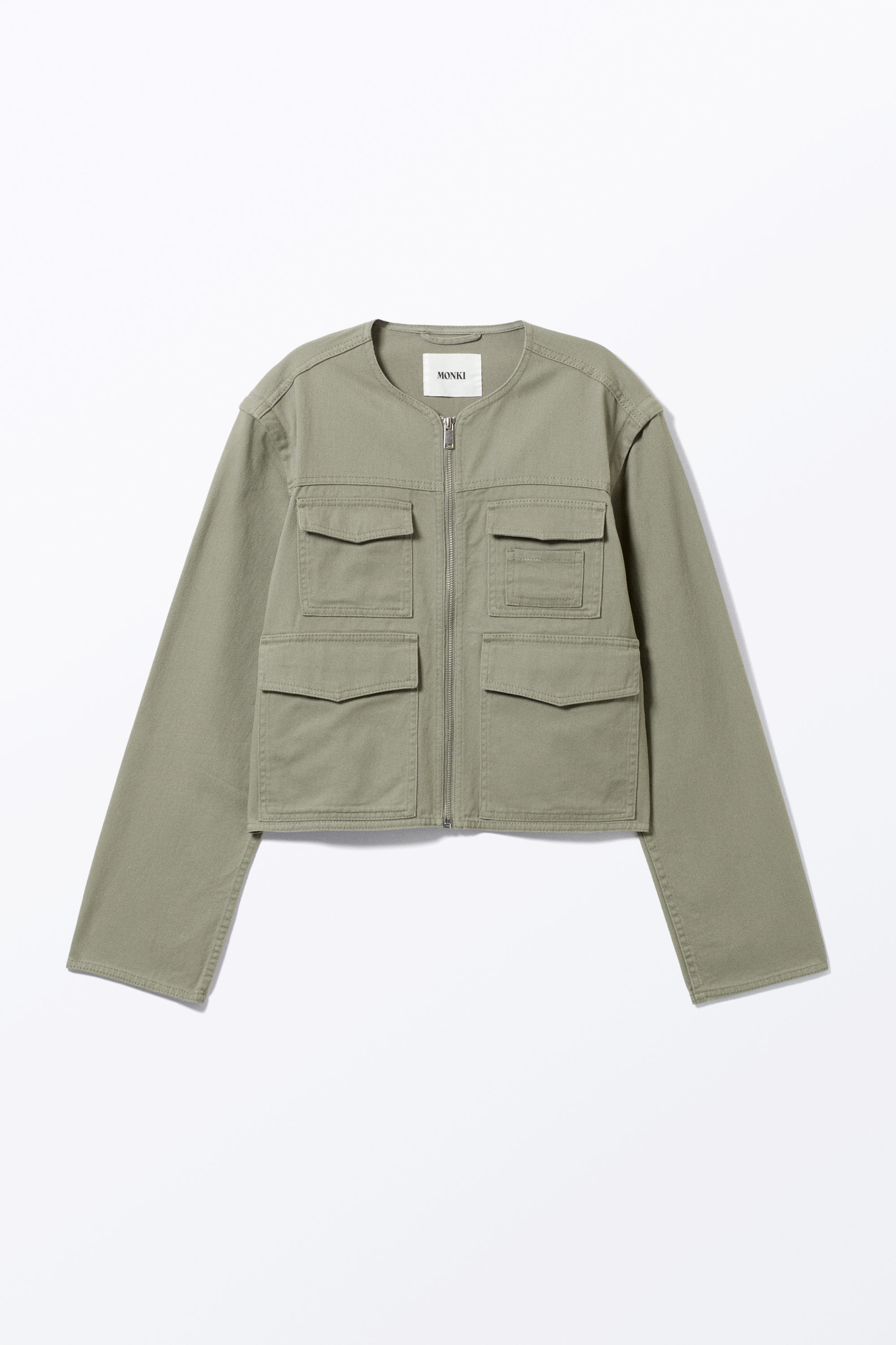 Light Dusty Khaki Green - Detachable Sleeve Cotton Jacket - 5