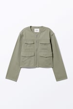 Light Dusty Khaki Green - Detachable Sleeve Cotton Jacket - 5
