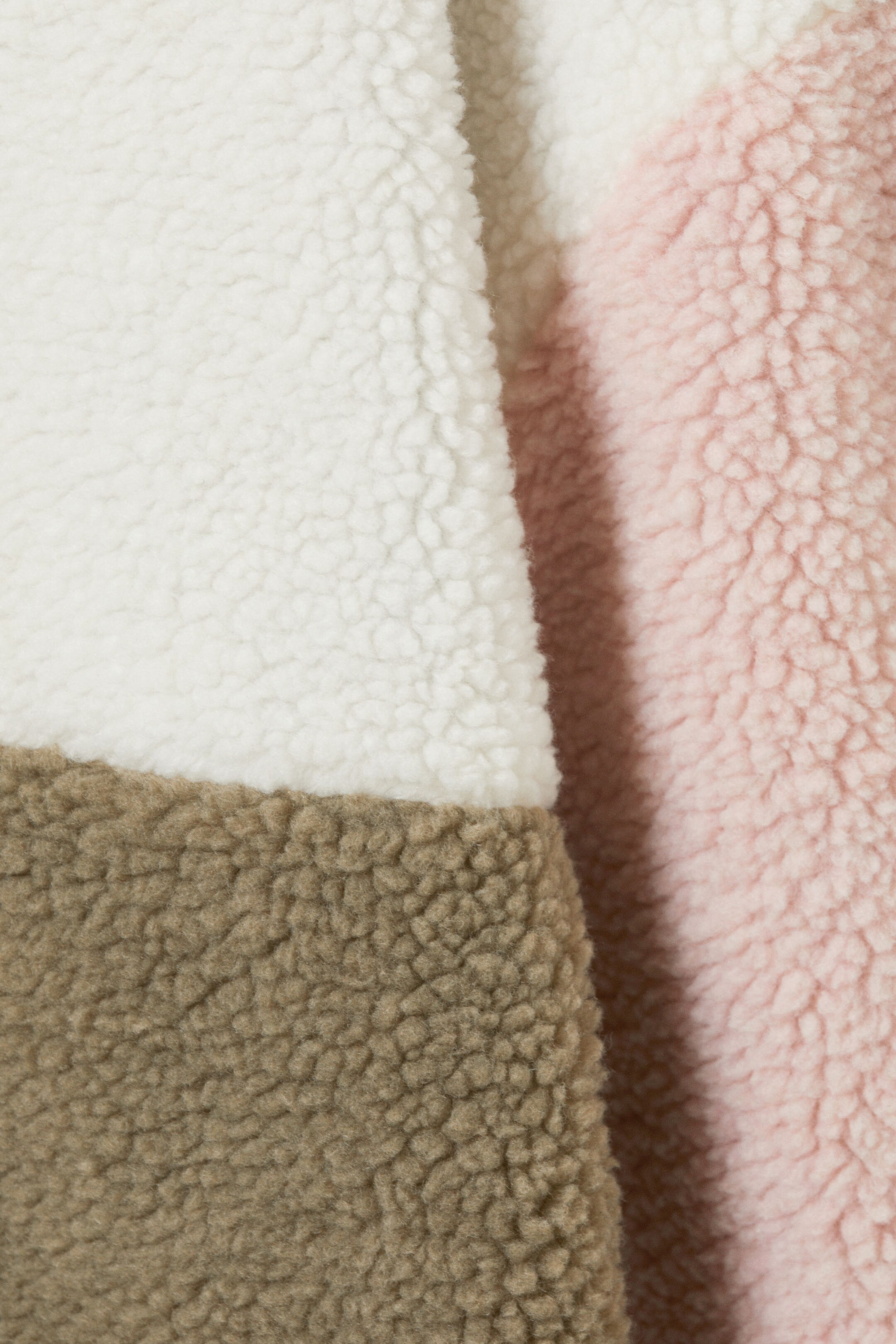 White/Khaki/Pink - Ledig fleecejacka med dragkedja - 5